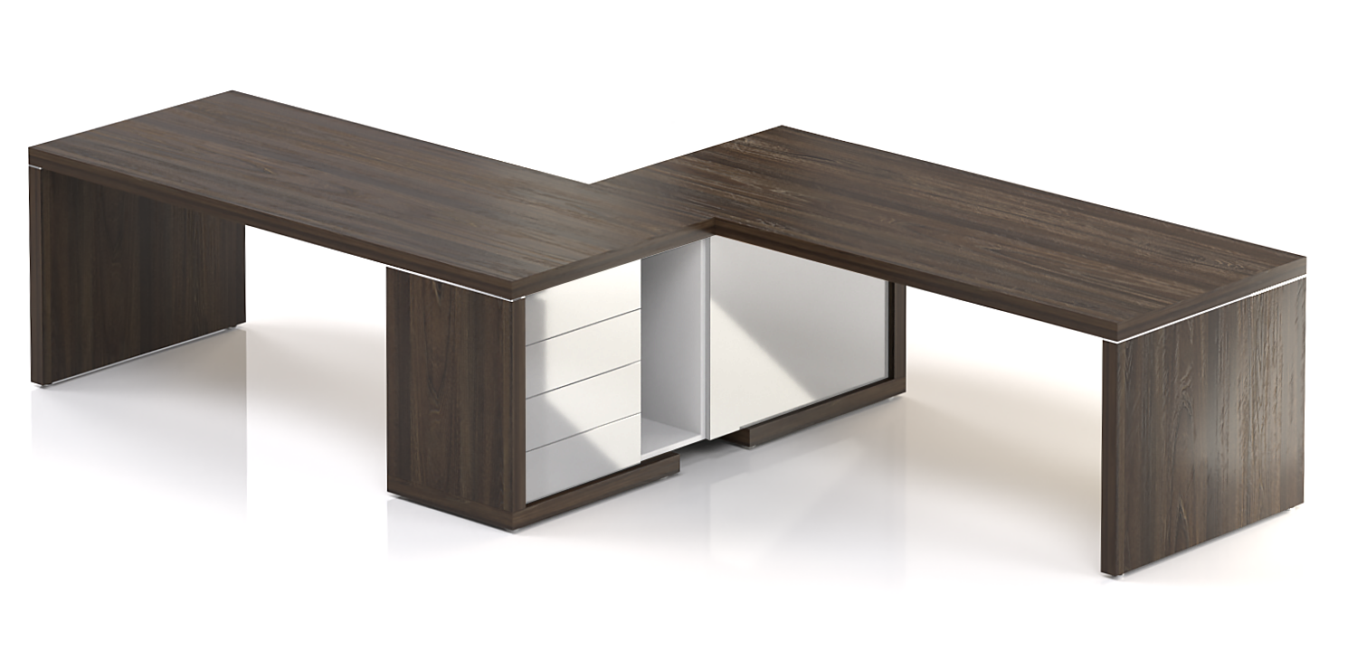 Manažerská sestava stolů s komodou SOLID Z10, volitelná délka obou stolů